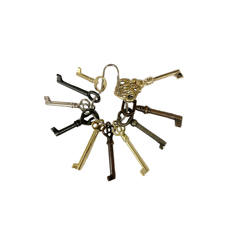 Vintage Iron Lock With Skeleton Key Set of 2