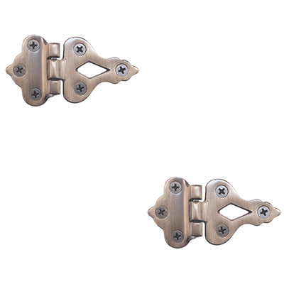 Antiqued Cast Brass Offset Ice Box Hinges (Pair)