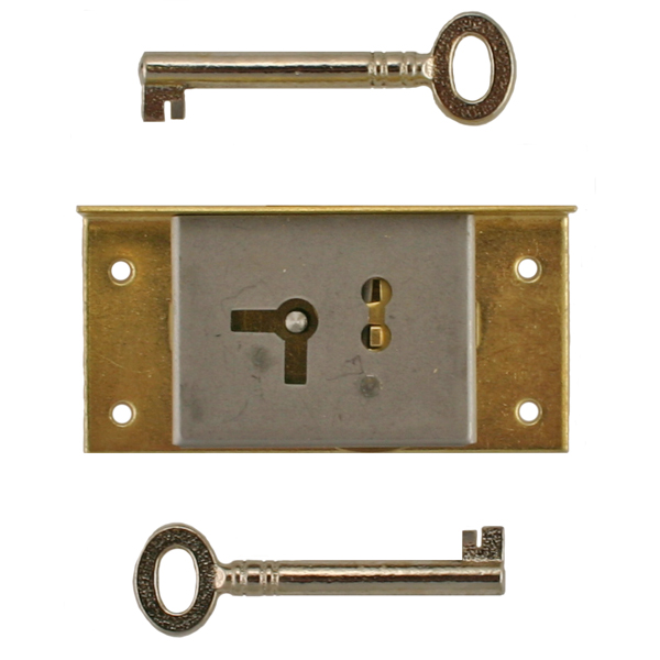 Polished Steel Full-Mortise Drawer or Cabinet Lock
