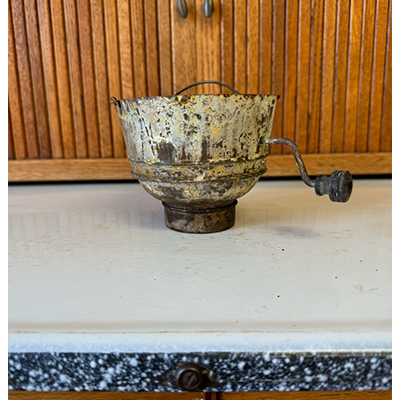 White Flour Sifter Bowl with Black Knob